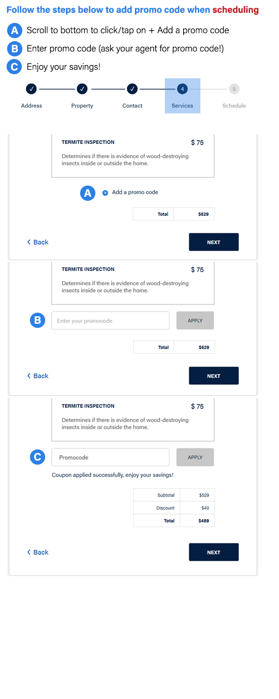 Apply Promo Code When Scheduling - Insight Inspections